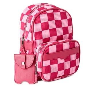 Adorable 🍒🌸Mini Pink Checkered Corduroy Bookbag and Card Holder Set